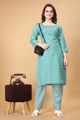 Printed Women Cotton Kurti Set