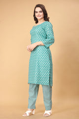 Printed Women Cotton Kurti Set