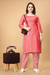 Printed Women Cotton Kurti Set