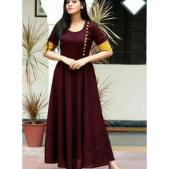 Cotton Plain Semi-Stitched Kurti (Maroon)
