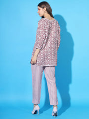 Women's Printed Short Straight Kurta And Pant Set