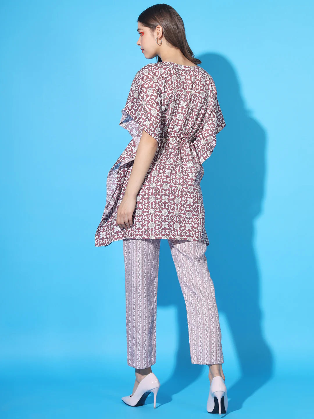 Women's Printed Short Straight Kaftan And Pant Set