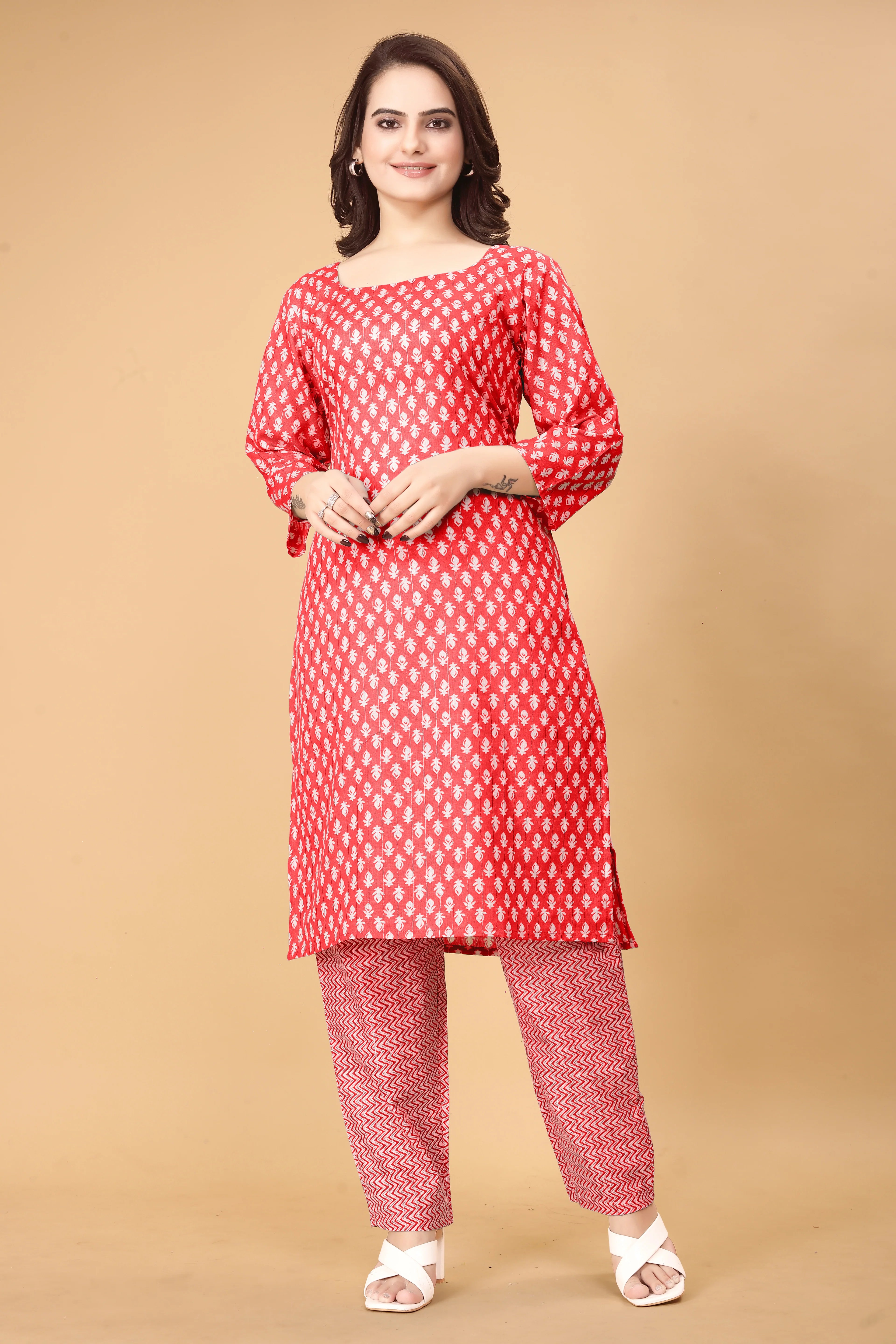 Printed Women Cotton Kurti Set